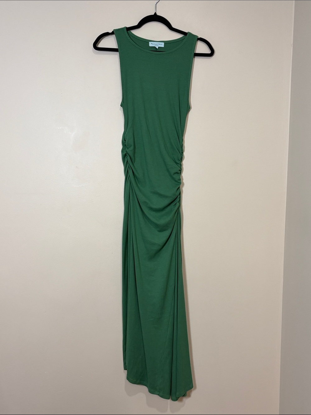 Michael Stars | Ribbed maxi green tank dress Ruched at sides women’s size S